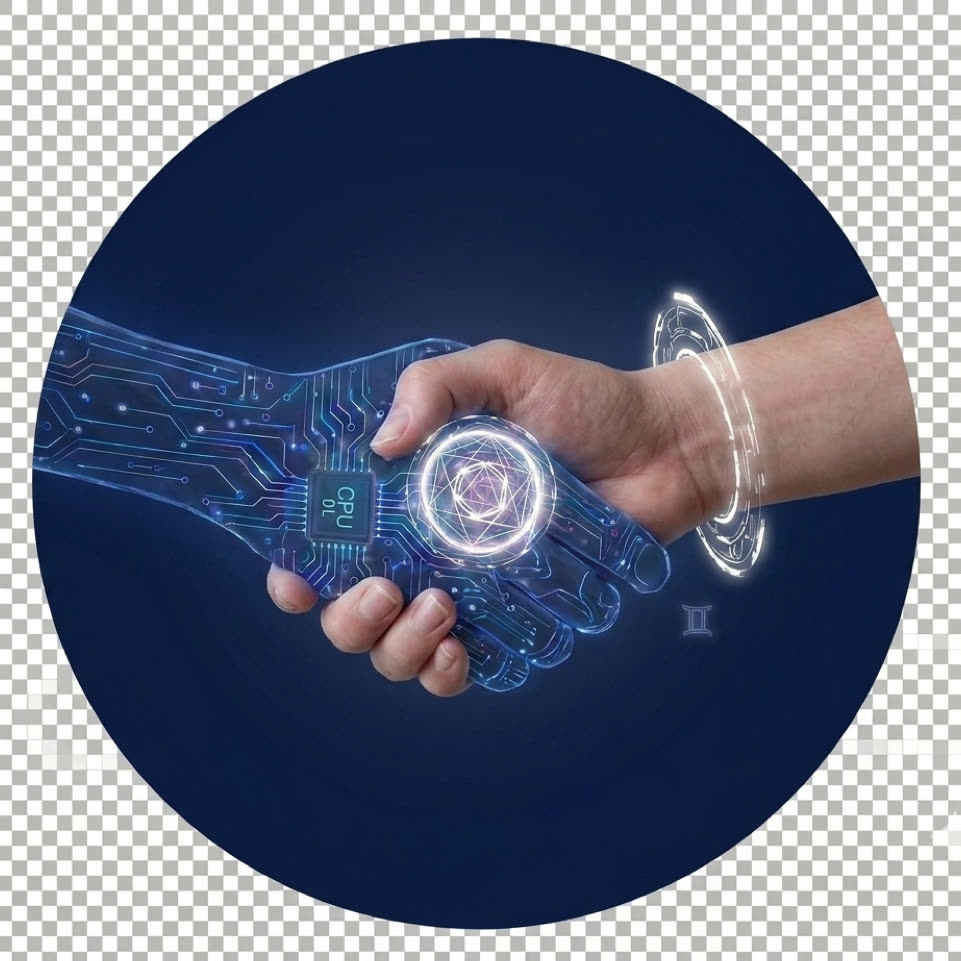人とAIが手を取り合うデジタルリソースコンサルティングのイメージ