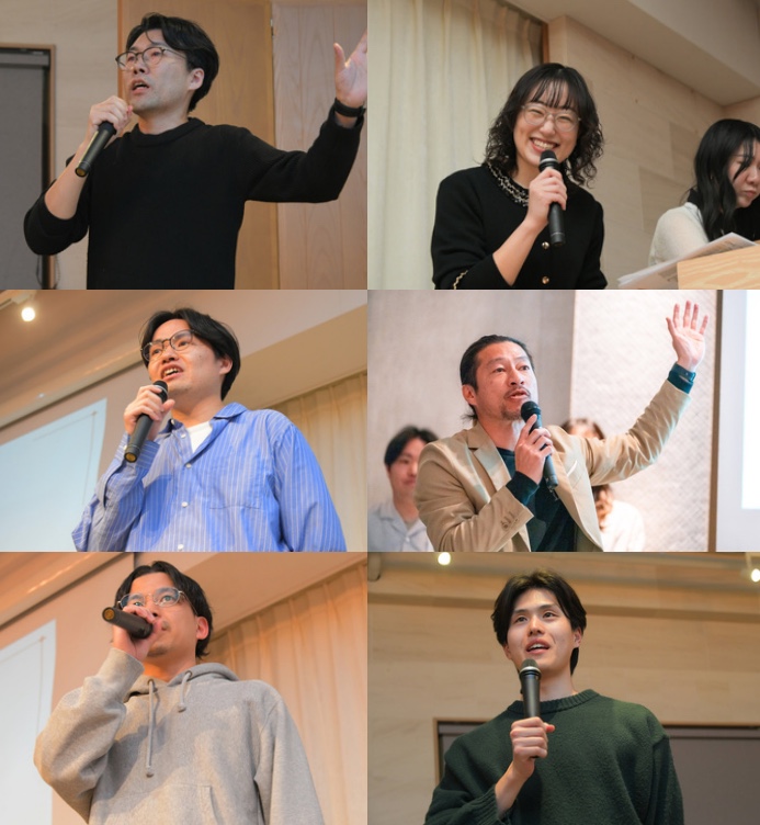 社員総会で登壇するSLJのメンバー